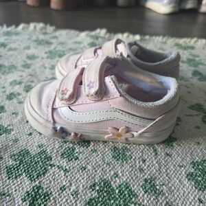 Vans Pink Floral Velcro Toddler Sneakers